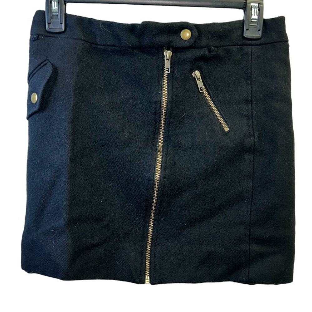 J Crew Black Zip Front Pocketed Mini Skirt Size 0